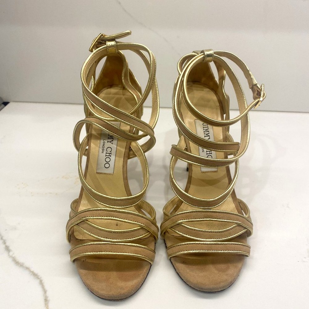 Jimmy Choo Metallic Gold Sandals | Size 6|